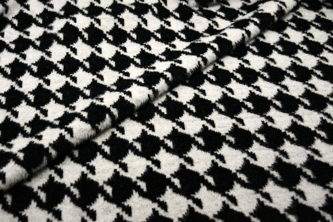 Арт. 21421F-HSD ткань пальтовая длинноворсовая "норка" #Black/White 2