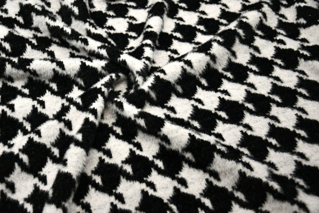 Арт. 21421F-HSD ткань пальтовая длинноворсовая "норка" #Black/White